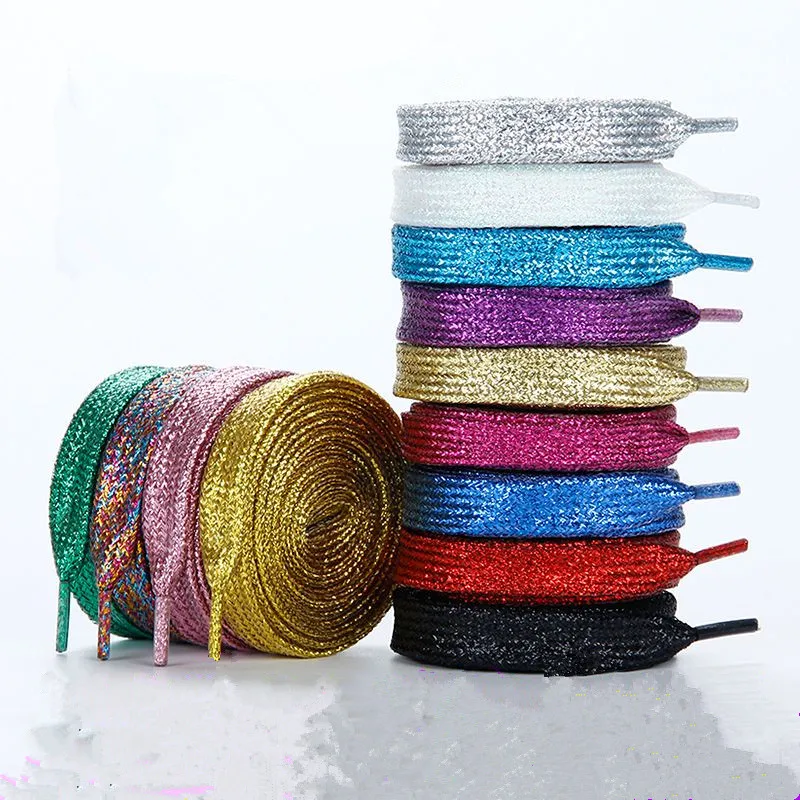 25 Colors Shiny Gold and Silver Colorful Bright Shoelaces 60-180 cm Sneaker Sport Shoes Laces Bootlaces Shoe laces Strings