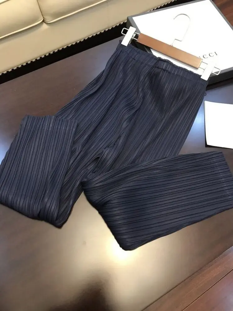 

Summer Autumn Women's Wide Leg Trousers High Waist Elastic Loose Trousers Casual Nine Points Korean Fashion Pants for Women