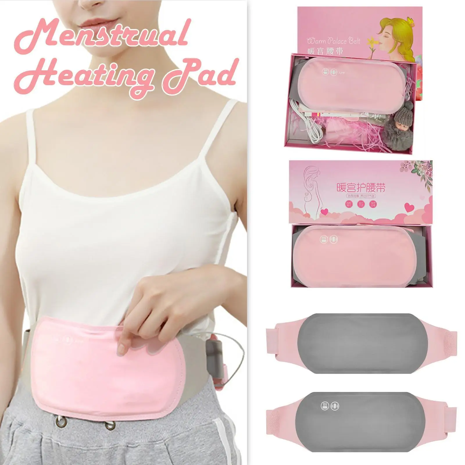 

Menstrual Heating Pad Warmer Portable Women Menstrual Heating Pad Waist Lower Back Belt For Period Pain Relief Heated Belt
