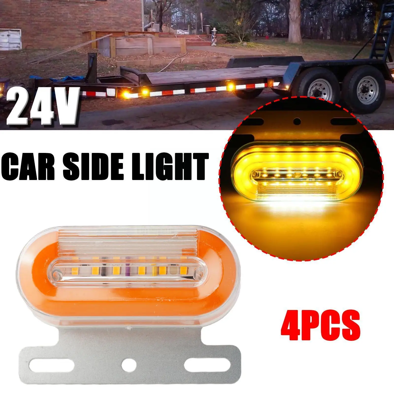 

4 шт., 24 В, 12 светодиодов, боковые габаритные огни для автомобиля, грузовика, внешПредупреждение режимы, индикатор заднего хода, сигнальные ог...