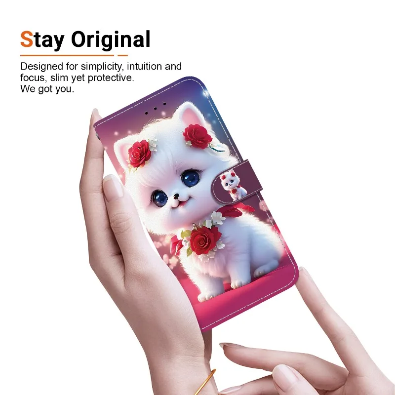Фото Чехол-кошелек Note15/Note14Pro+ с рисунком кошки и медведя для Redmi 15C 14C 13C A5 A3 Note 15 14 13 Pro Plus 5G 4G, с подставкой и ремешком №4