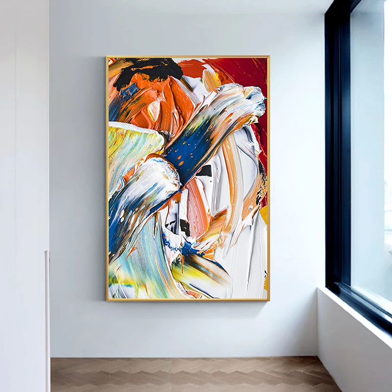 

Hand Painted Oil Painting Modern Abstract Thick Texture Decorative Painting Colorful Aisle Large Hanging Painting Frameless