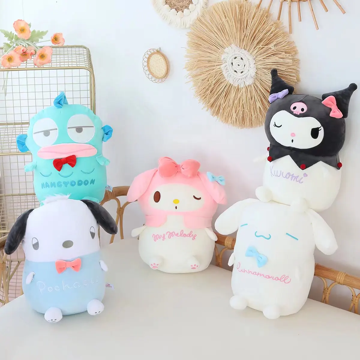 

5 видов стилей Sanrio серии Плюшевые игрушки Kawaii Melody Kuromi Pachacco Cinnamoroll Hankyodon Мягкая кукла Декор для комнаты детский подарок