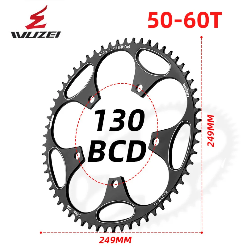 WUZEI Road Bike Chainring 130BCD 50-60T Bicycle Sprocket DECKAS 130 BCD 5 Holes 46-58T Narrow Wide Chainwheel Cycling Parts