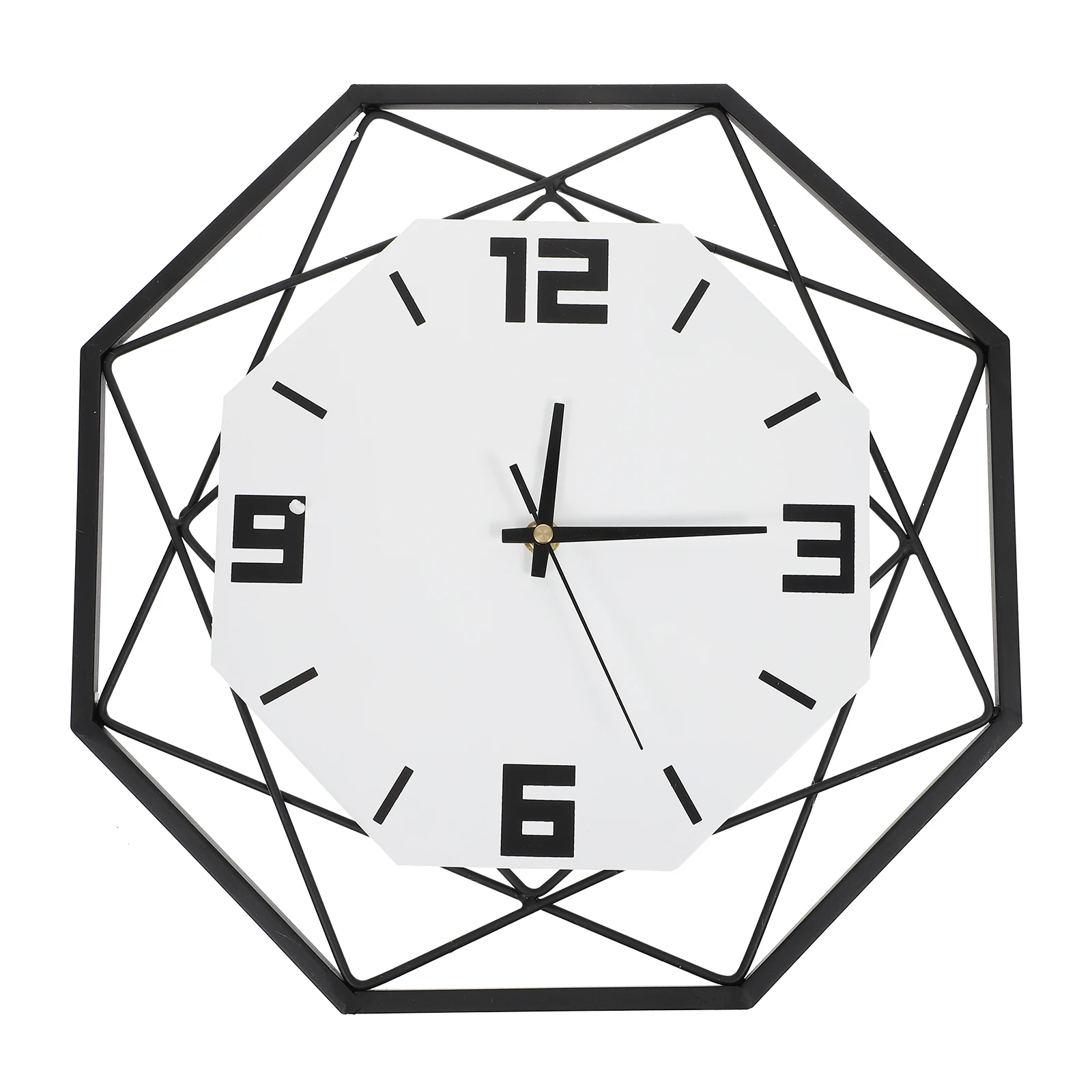Creative Simple Iron Polygon-shape Wall Clock Decorative Hanging Quiet punch-free wall-mounted decorative clock |