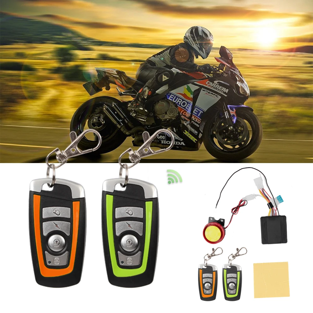 

Universal With Engine Start Security Alarm System Motorcycle Anti-theft Alarm Anti-theft 12V Two-way remote control key