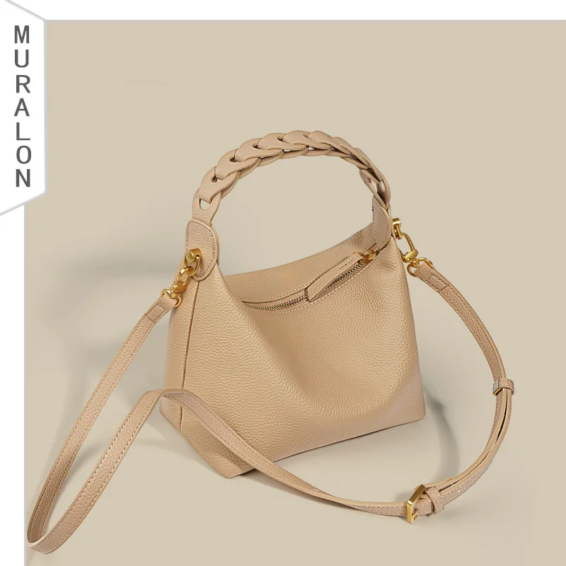 Luxury Underarm Bag Female 2022 New High-quality Cowhide Fashion Shoulder Slung Handbag Joker Woven Straps Crossbody Pillow Bag