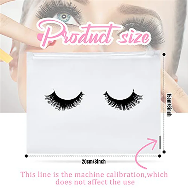 

50 Pieces Eyelash Bags Lash Bags for Aftercare Bags Eyelash Makeup Bags with Zipper for Women (White 7X5Inch)