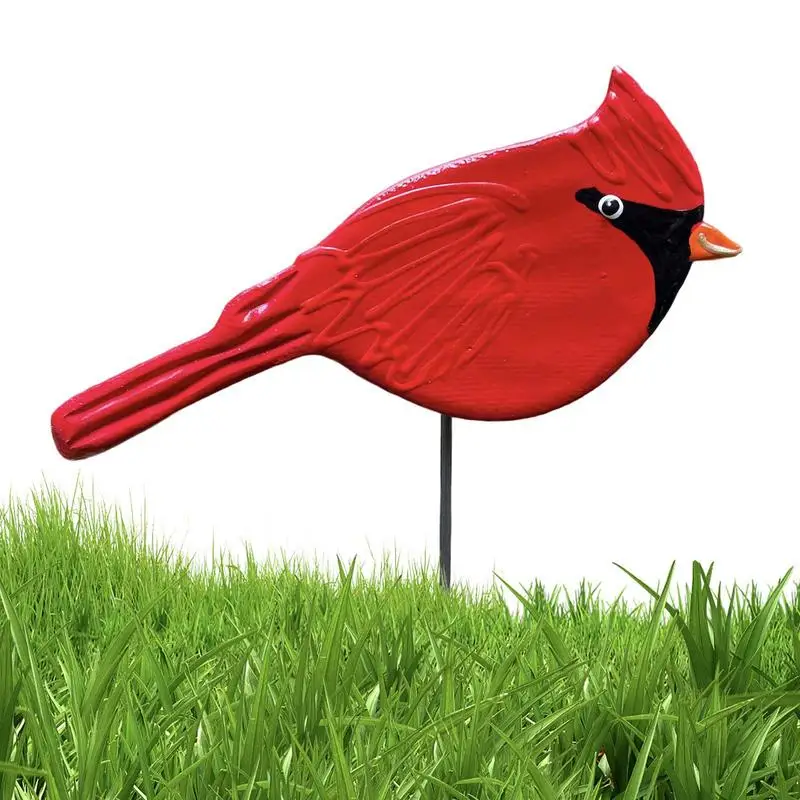 

Metal Garden Stake Red Birds Decoration Red Decorative Tree Stake Fence Patina Bird Shape Outdoor Yard Lawn Decor
