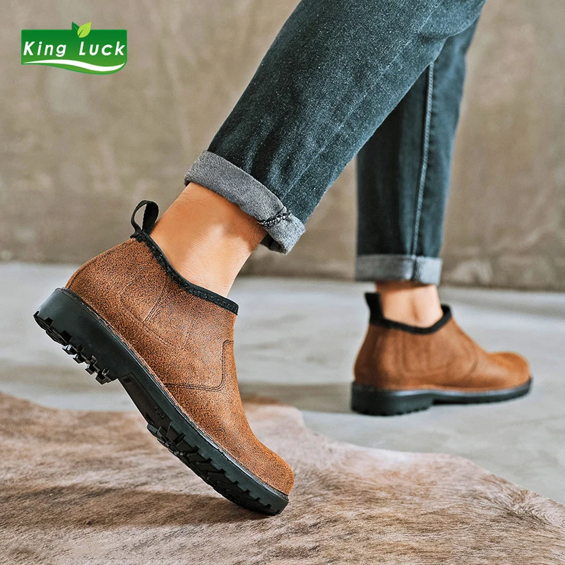 

0.6KG KingLuck Rain Boots Men Rubber Slip-on Cook Shoes For Fishing Water Waterproof Male Plastic Ankle Black Men Beige BOOT