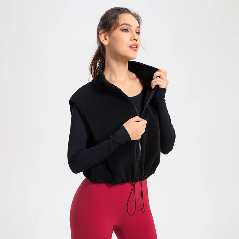 Зимняя женская одежда для спортзала йоги фитнеса теплый жилет улицы бега без