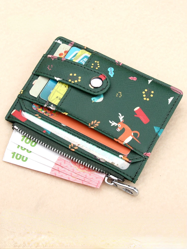

Small card bag super thin cute driver's license leather card case clip credit card female zero wallet multi card position Korean
