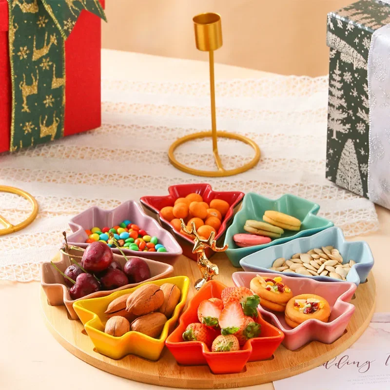 Рождественская елка тарелка с сухофруктами керамическая перегородка для