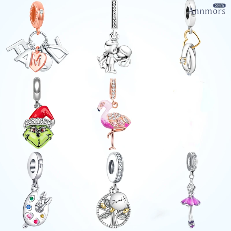 

Mr Fox Pink Flamingo Charms Silver Plated Fits Original Bracelet Charms Original Gift Black Cat Cute Women Jewelry