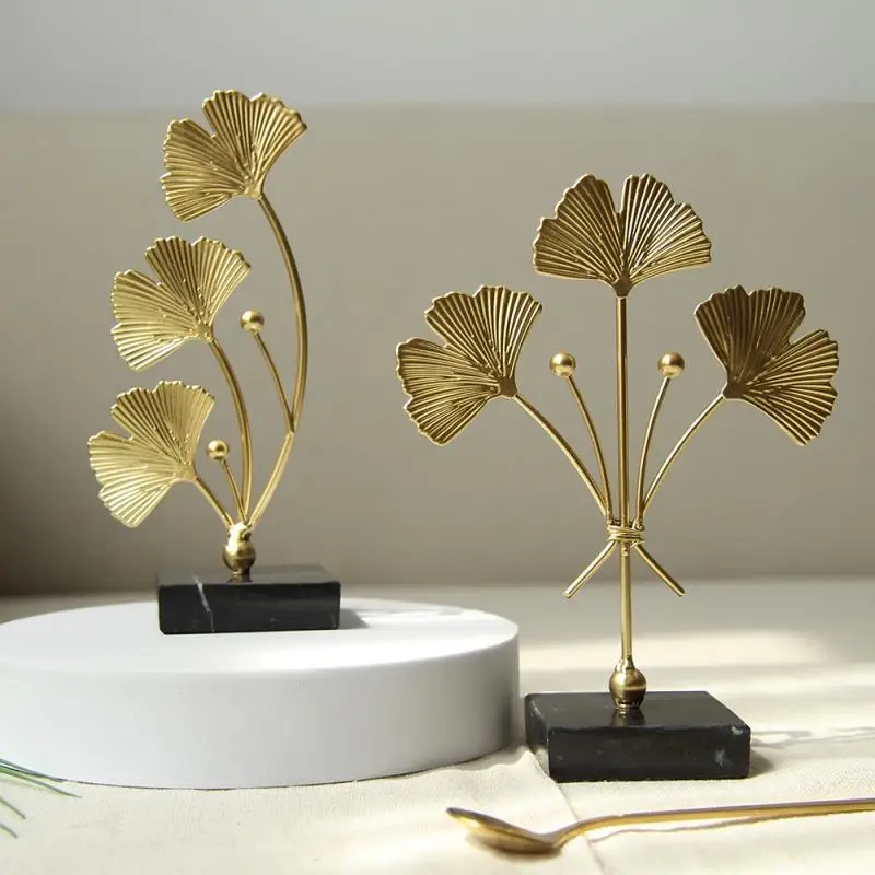

Dining Table Decoration Luxury Table Decor Gold Gingko Marble Table Ornaments Decorative Art Work Marble Ornaments Crafts