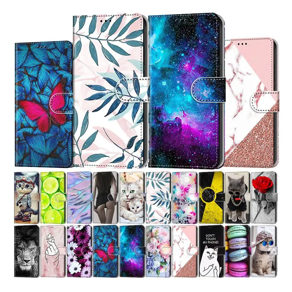 

Luxury leather phone case for ZTE Blade A71 A51 A31,Blade 20 smart Printed magnetic flip wallet protect cover for ZTE A5 A3 2020