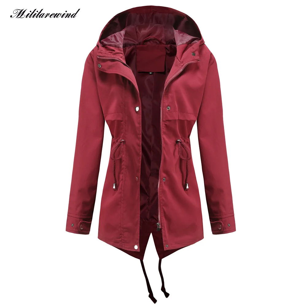 

Модная уличная одежда, уличная непромокаемая куртка средней длины, Женская Корейская новая модель, водонепроницаемая ветровка с капюшоном, женская модель 2023