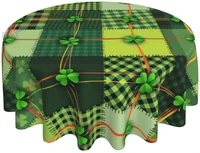 shamrock round tablecloth st patricks day clover circular table cover decorative for picnic banquet party kitchen 60 inch