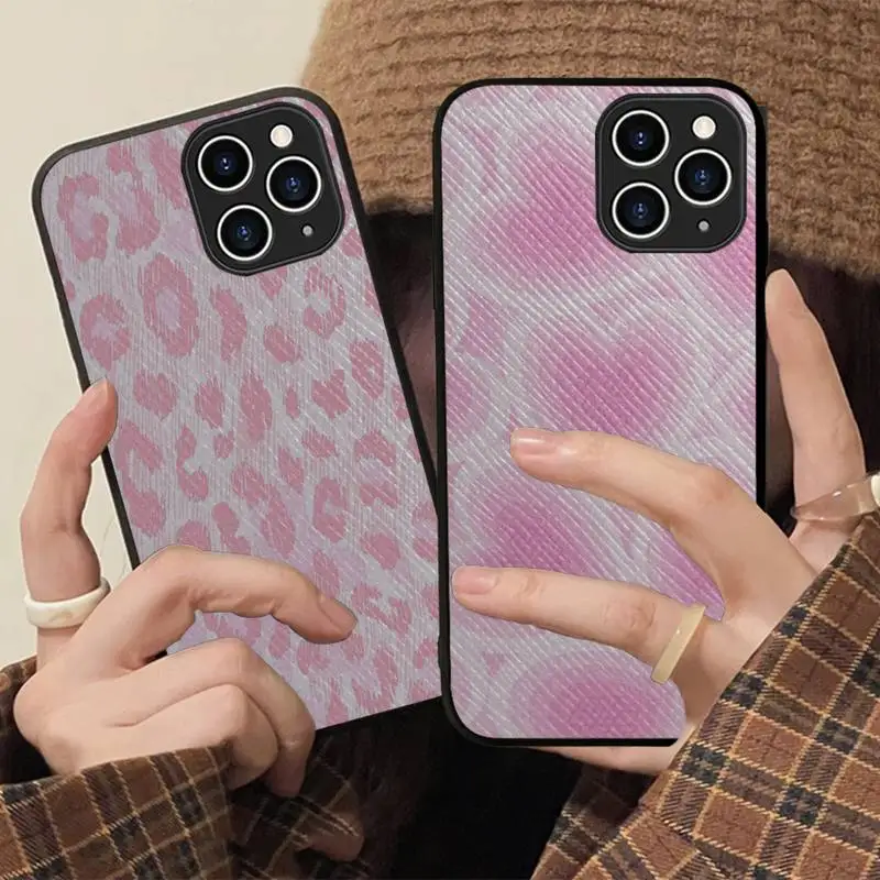 

PINK LOVE PINK Phone Case Hard Leather Case for iPhone 11 12 13 Mini Pro Max 8 7 Plus SE 2020 X XR XS Coque