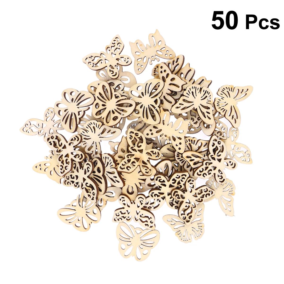 

50pcs Mixed DIY Hollow Wooden Butterflies Cutouts Craft Embellishments Wood Ornament for DIY Art Wedding Decoration(33mm)