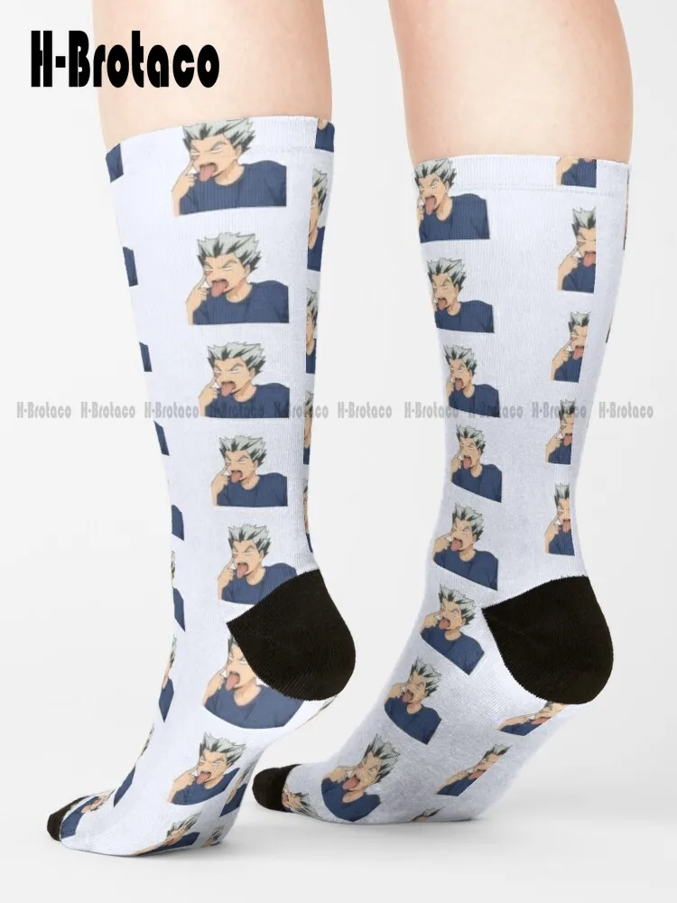 Bokuto Bleh Socks Navy Baseball Socks Custom Gift Harajuku Retro Gd Hip Hop Street Skateboard Teen Youth Casual Art