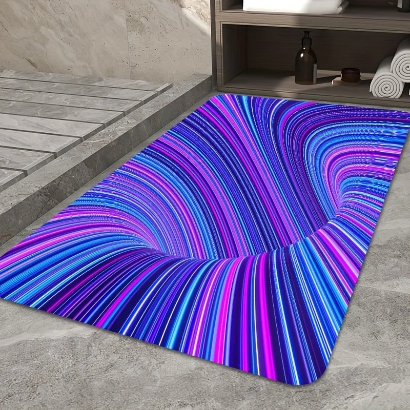 Фото Ковер с 3D-эффектом оптической иллюзии, красочный коврик с вихревым узором, абстрактный ковер с визуальным эффектом для гостиной, спальни, нескользящий, для дома №3