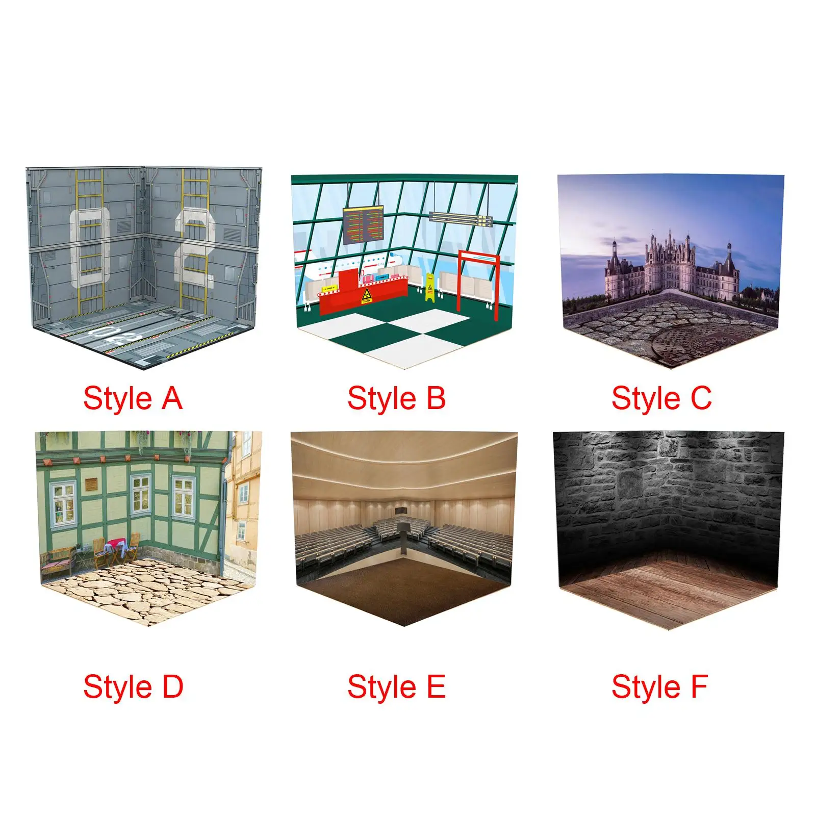 

1/12 Scale Backdrop Scene Display Background Layout for Action Figures Dolls
