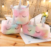 new creative plush unicorn tissue box car napkins paper box kawaii birthday xmas gift kids girl favorite home decoration tool