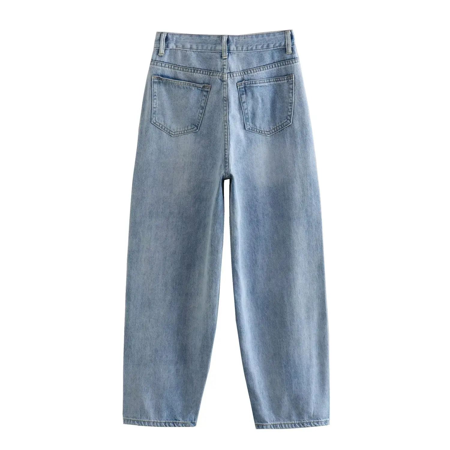 Elmsk American Style Retro High Waist Loose Mom Jeans Fashion Girls Washed Blue Boyfriend Harem Jeans Women