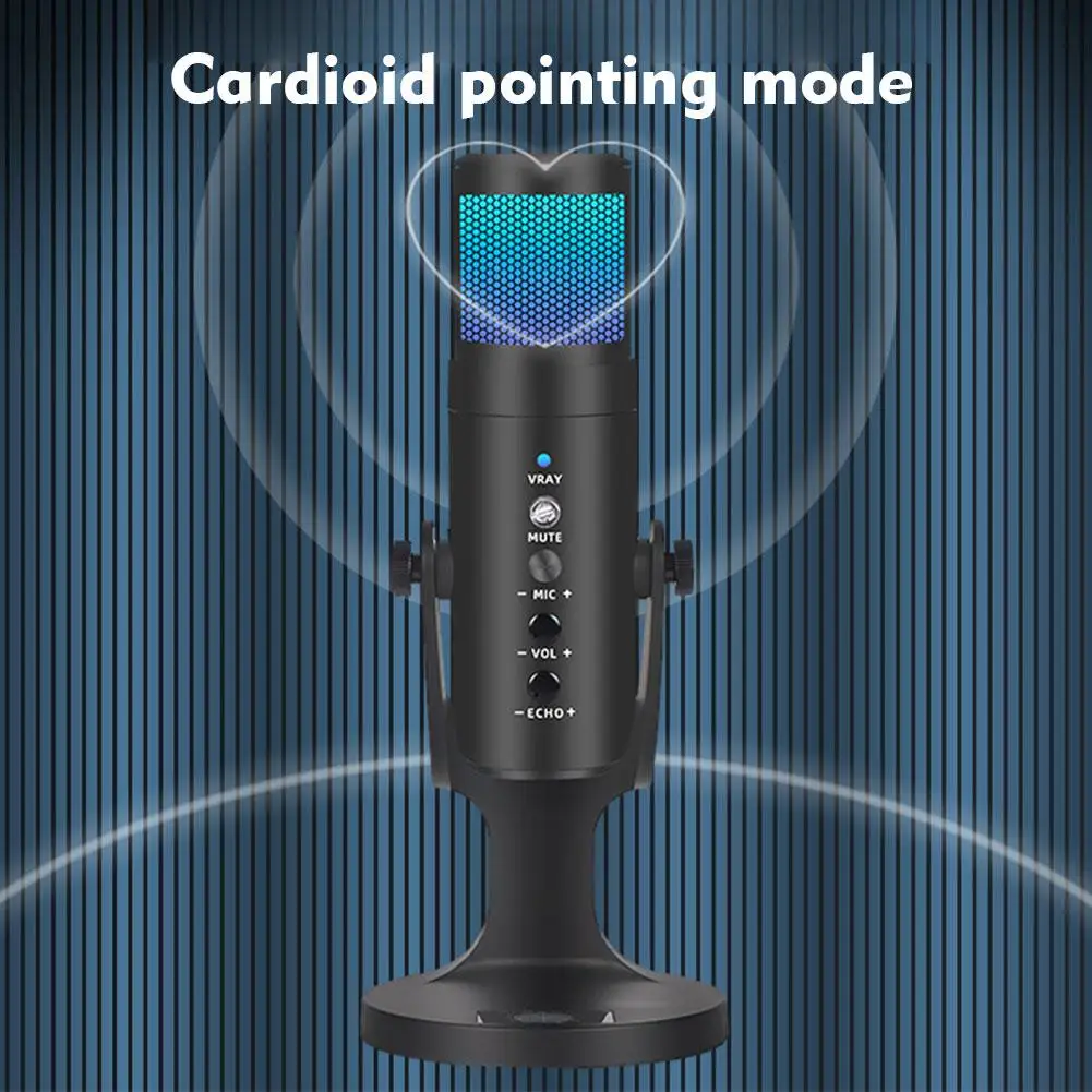 Профессиональный конденсаторный микрофон микро U4a5, Usb-микрофон Rgb для ПК, ноутбука, телефона, записи, пения, игр, потокового видео