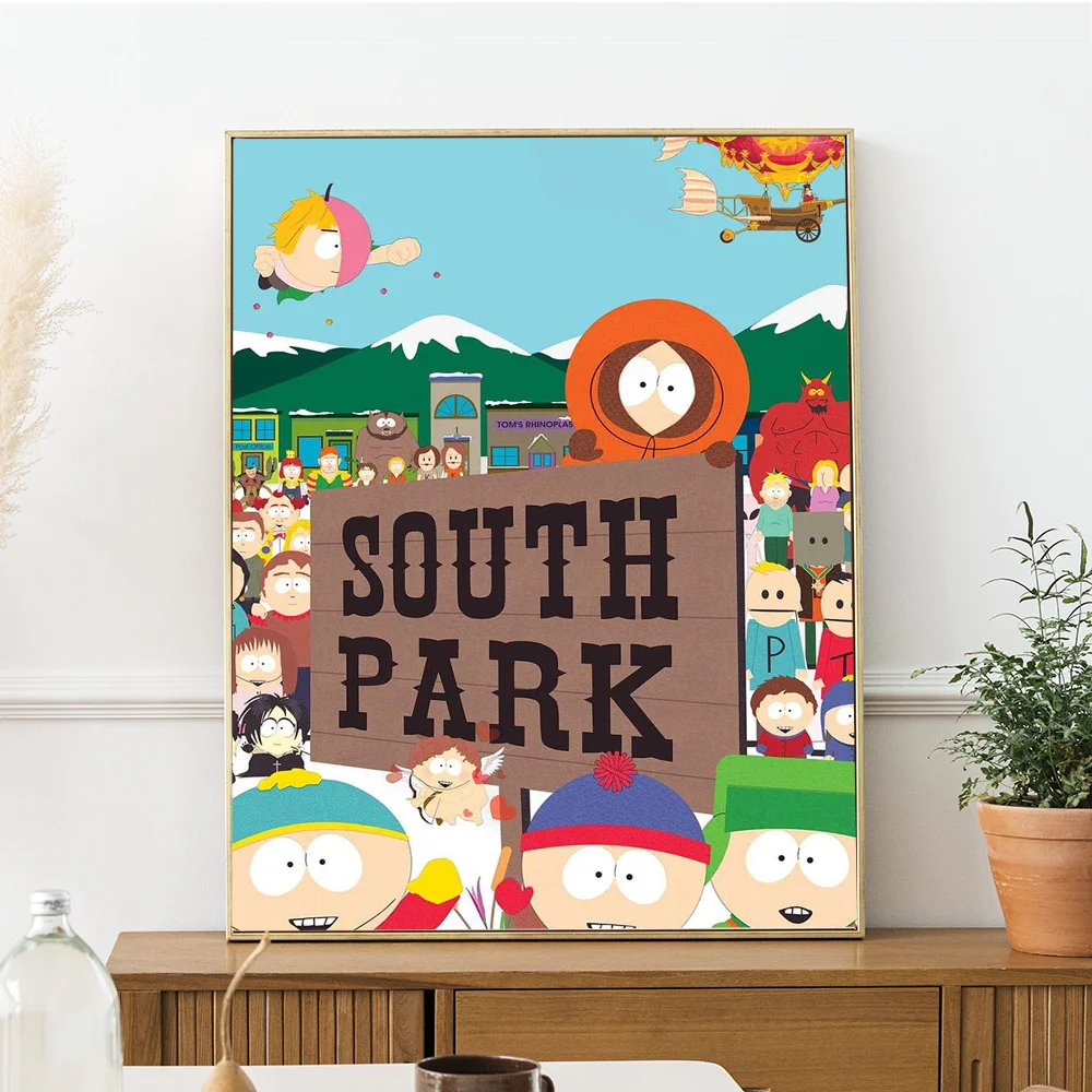 S-South Cartoon P-Park Movie Sticky Posters Whitepaper Sticker DIY Room Bar Cafe Wall Stickers