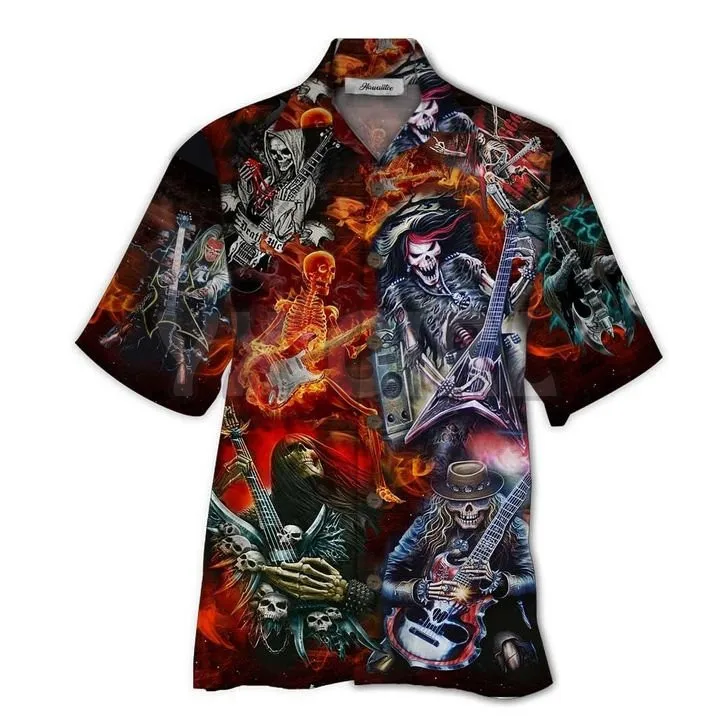 Flaming Skull Lava 3D All Over Printed Hawaiian Shirt Men's For Women's Harajuku Casual Shirt Unisex
