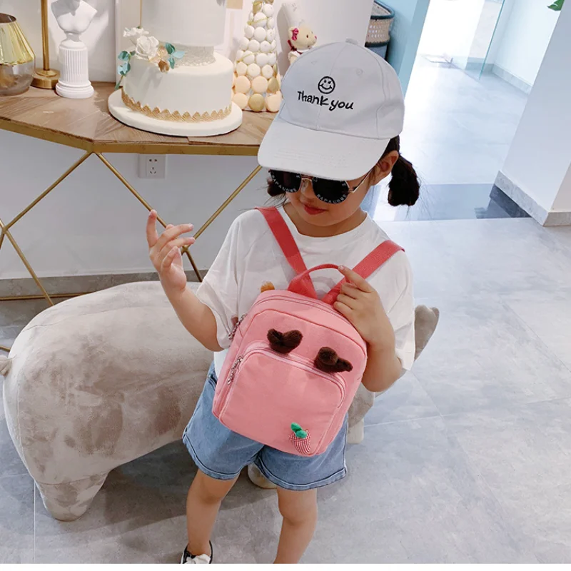 Mini Backpack Cute Toddler Baby Messenger Bag Children Kids Girls Cartoon Antlers Kawaii Canvas Handbag Children Small Backpack