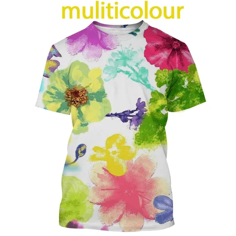 Футболка женская летняя с коротким рукавом и цветочным принтом