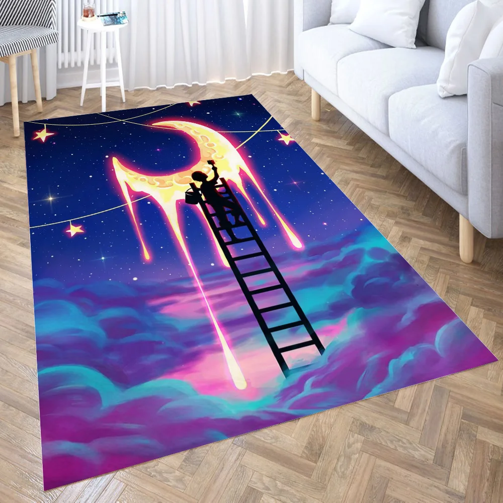 

Ковер с полумесяцем Луной и звездами для гостиной, ковер для детской кровати, напольные ковры для окна, прикроватный домашний декор, коврики...