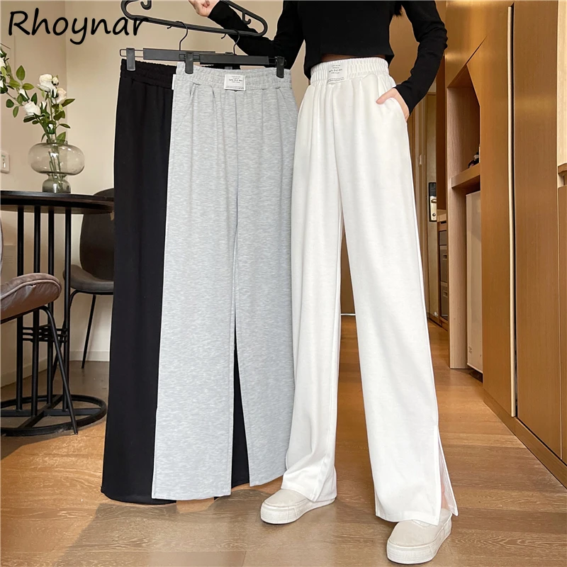 

Casual Pants Women Side-slit Wide Leg Loose Cool Streetwear Chic Ulzzang All-match Teens Spring New Harajuku Mujer штаны Casual
