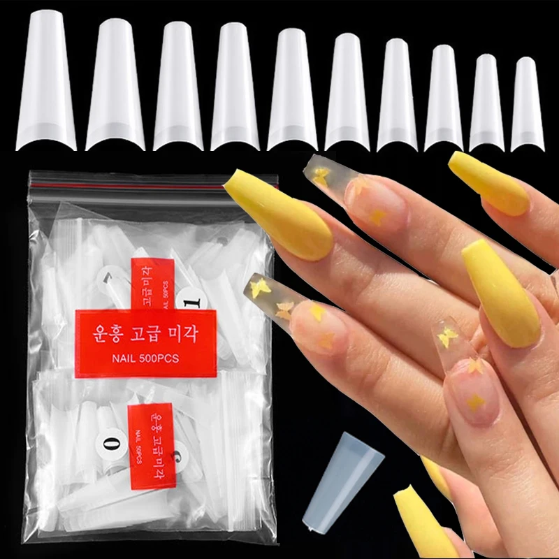 

500PCS Transparent Matte Natural White Fake Nails Full Coverage False Nails Tips Long Almond Water Drop for Nails Press on Nails