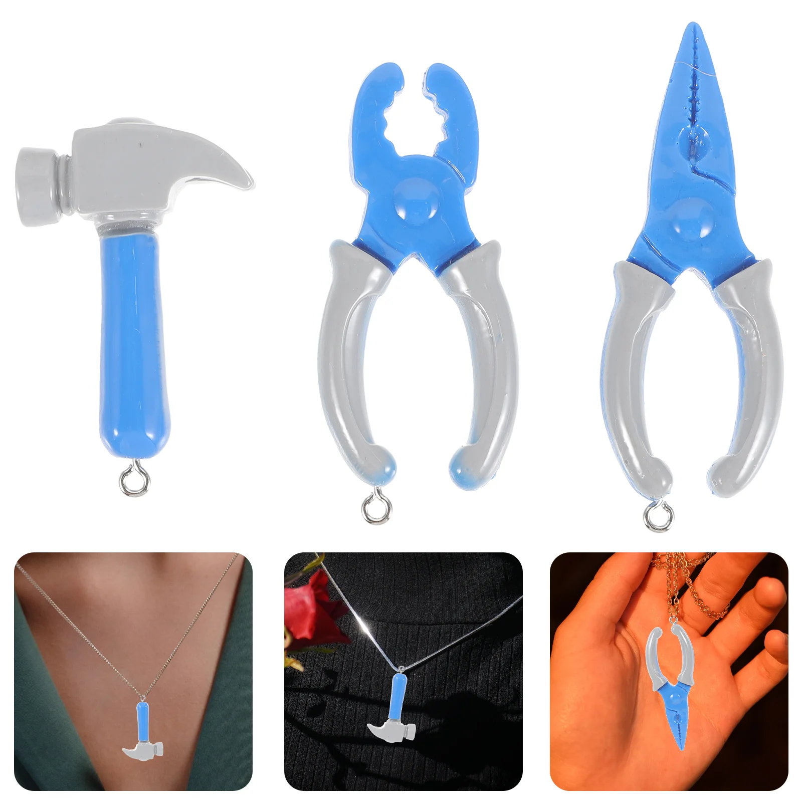 

1 Set of Jewelry Hanging Charms Novelty DIY Charms Simulated Scissors Pliers Hammer Charms Decors