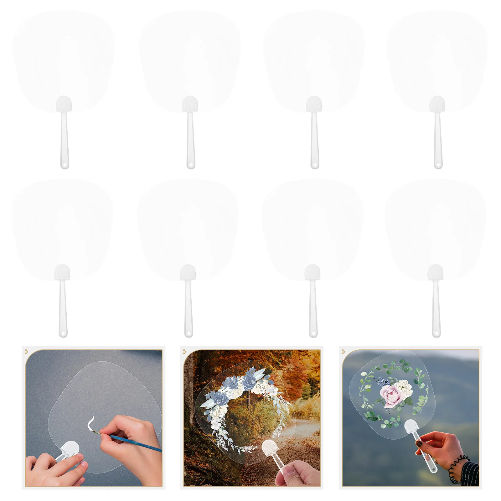 

Blank Hand Fan DIY Painting Graffiti Fans Clear Paper Handicrafts Supplies Thicken