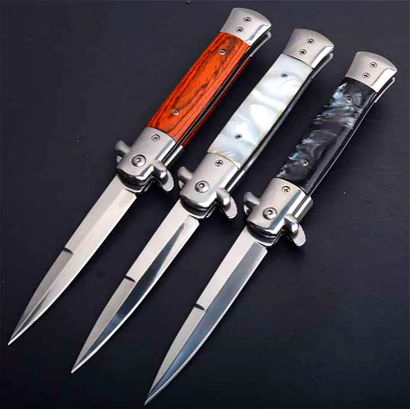 

Dehong CS claw knife quick folding knife 440C acrylic wood handle pocket folding knife camping hunting survival EDC tool