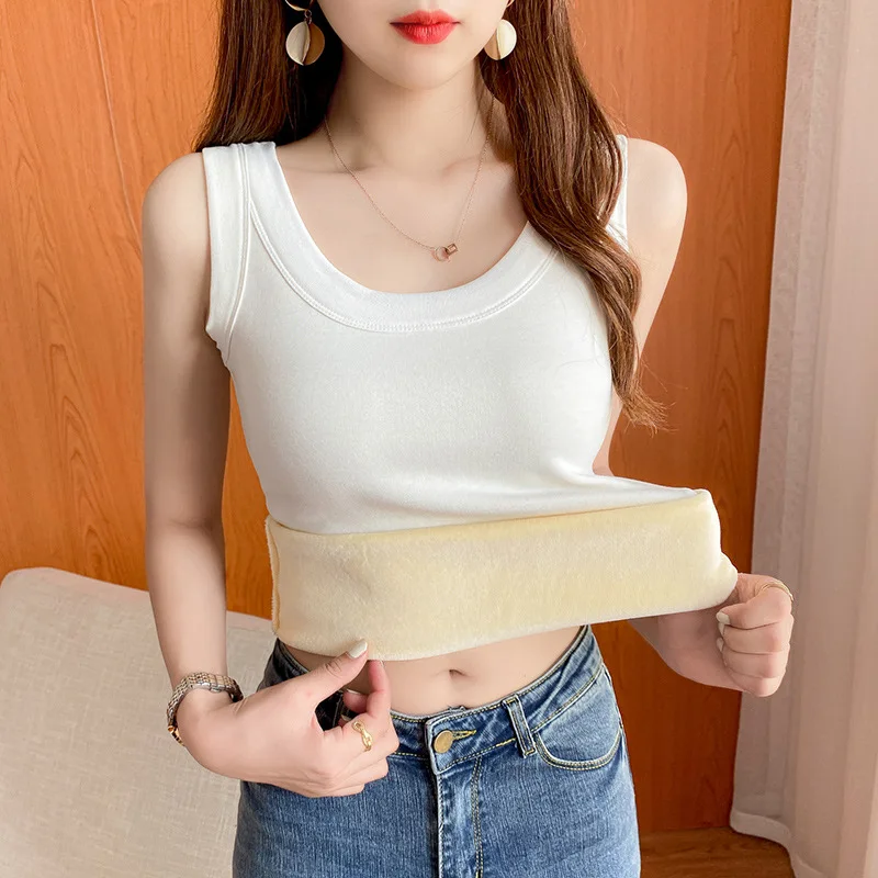 Womens Thermal Underwear Fleece Lined Tops Cami Tank Vest Camisoles Winter Thermal Shirt Thermo Undershirt Inner Wear for Women