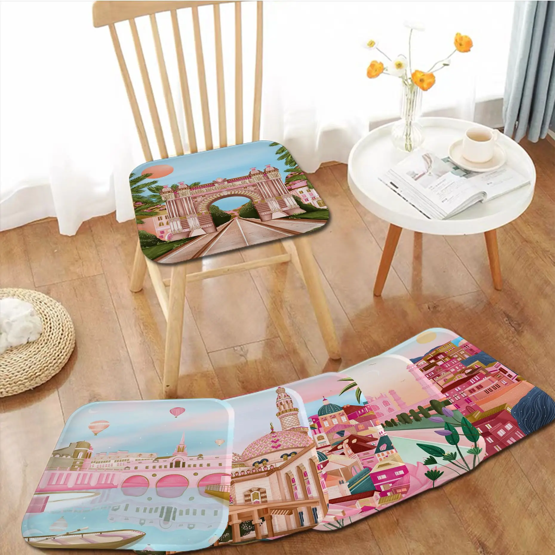 Pink Cathedral Moscow Town Beach Travel Modern Seat Pad Household Cushion Soft Plush Chair Mat Winter Office Bar Chair Cushions