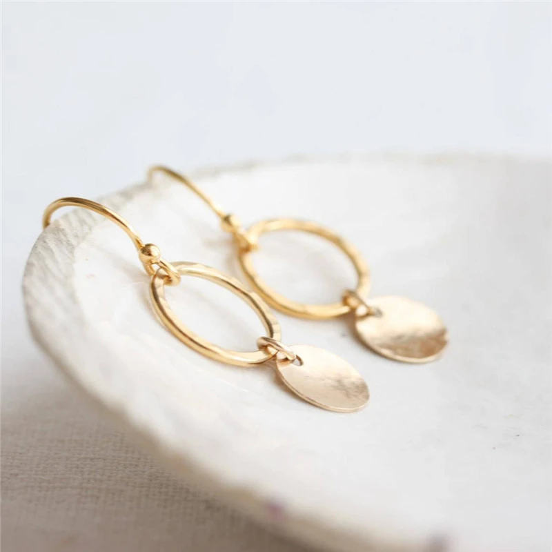 

Серьги-кольца женские в стиле минимализм под золото 14 к