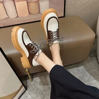 spring and autumn small leather shoes 2022 color blocking single shoes thick heel thick sole heightening loafers mary jane shoes
