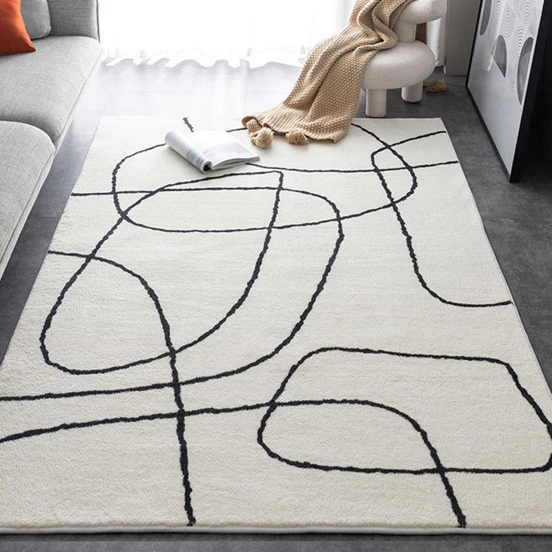

Simple Lines Living Room Carpet Home Art Modern Floor Mat Bedroom Soft Area Rugs Ins Style Carpet Kid Room Bedside Tatami Rug