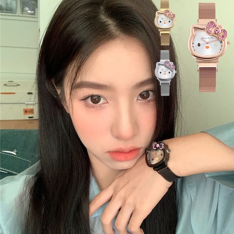 

2022 Sanrio Hellokitty Cute Cartoon Watch Children Magnet Strap Boy Girl Student Watch Kawaii Girl Birthday Gift Cartoon Anime