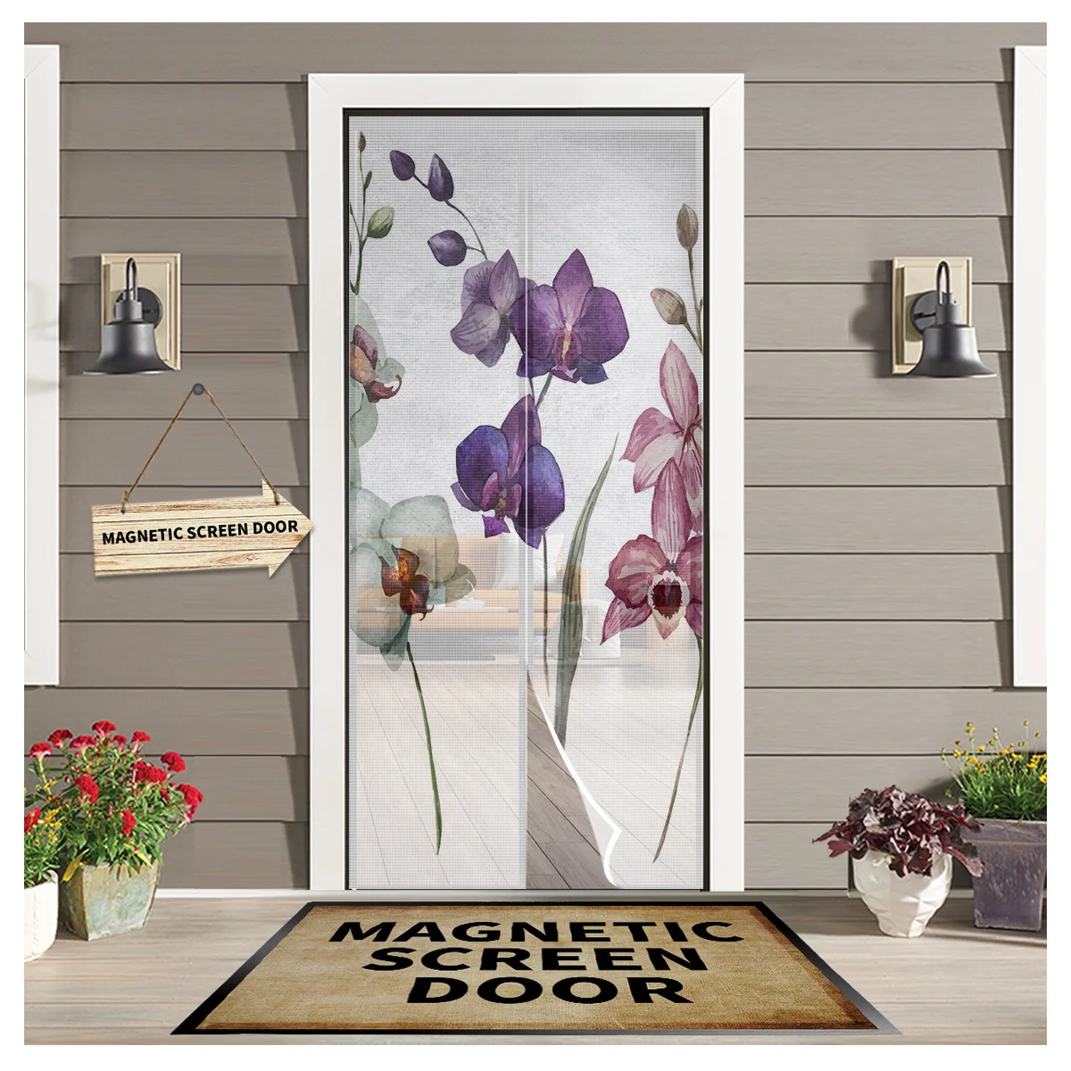 

Цветной Орхидея цветок растение искусство Магнитная Дверь Окно экран Лето против комаров насекомое Кухня Спальня дверь шторы