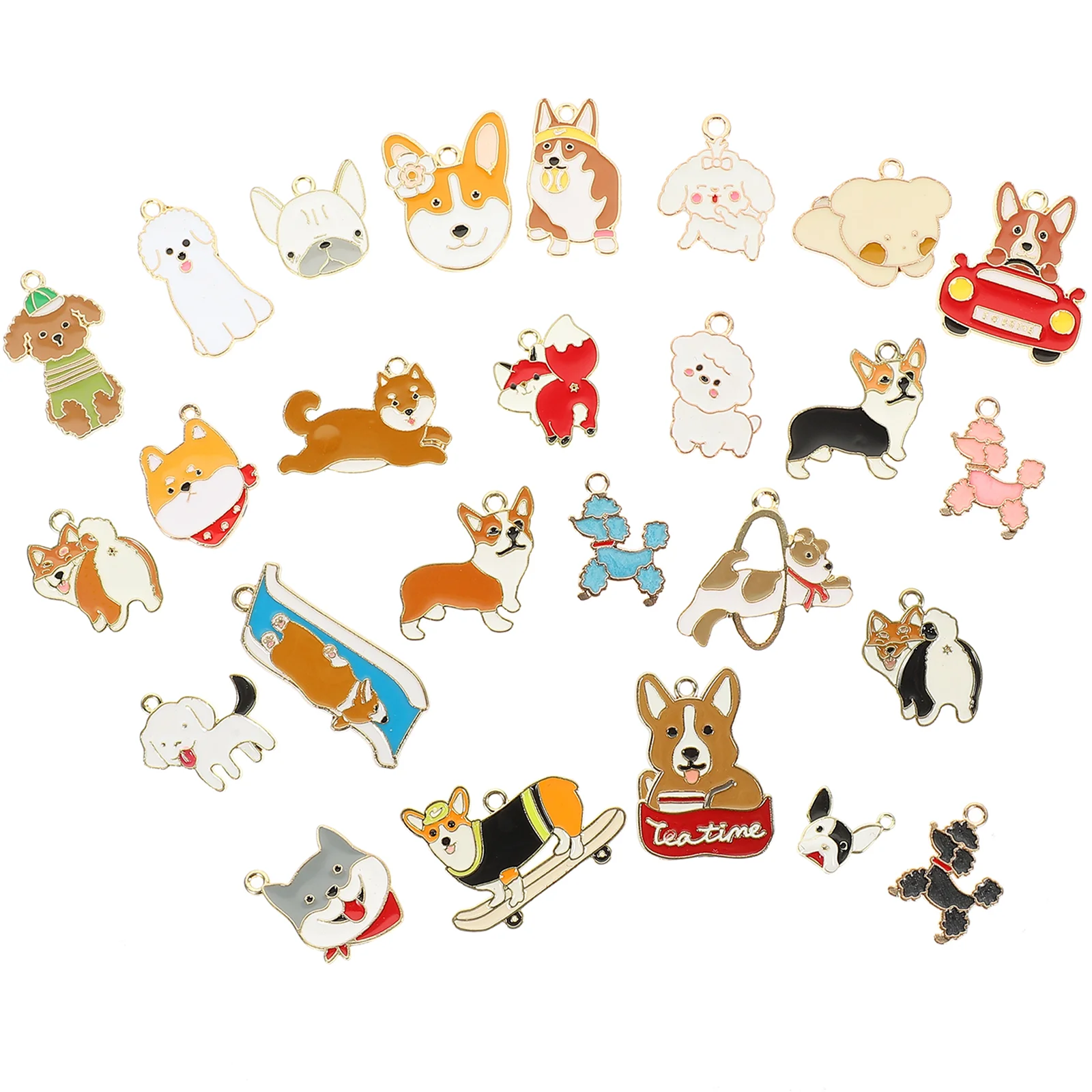 

26 Pcs Crafting Supplies Dog Key Decor Bracelet Chain Pendant Hanging Alloy Durable Puppy Pendants Backpack Keychains