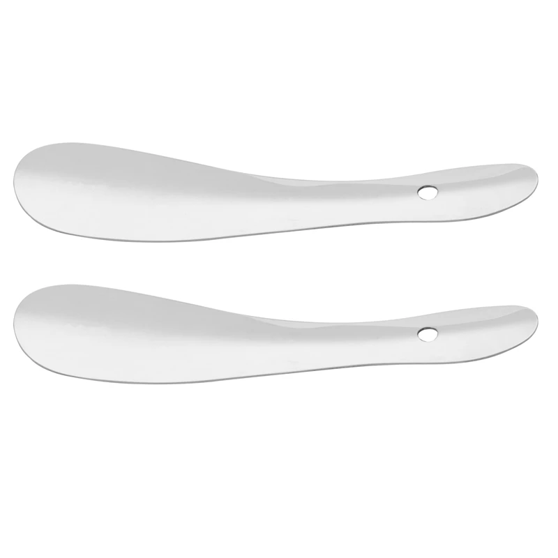 

2X 7 1/2 Inches New Shoehorn Professional Glossy Metal And Steel Plate-Silver.