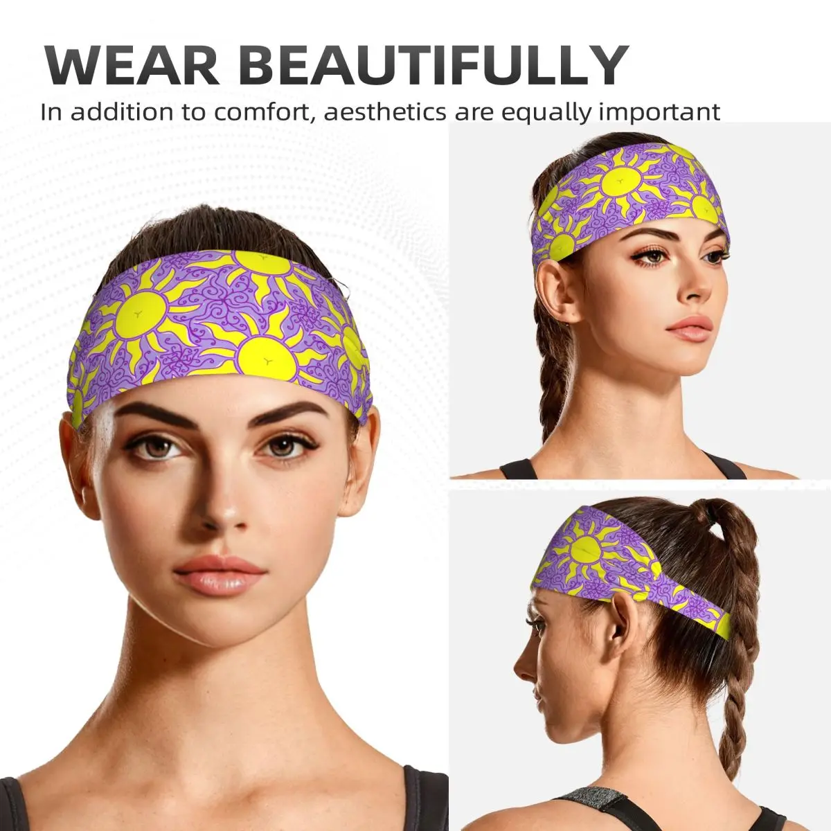 Фото Пользовательский Rapunzel Sun Lantern Sweatband для мужчин и женщин, влагоотводящая спортивная повязка для тренажерного зала, йоги, бега №5
